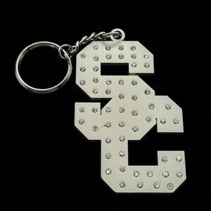 USC Trojans Interlocking SC Crystal Keychain